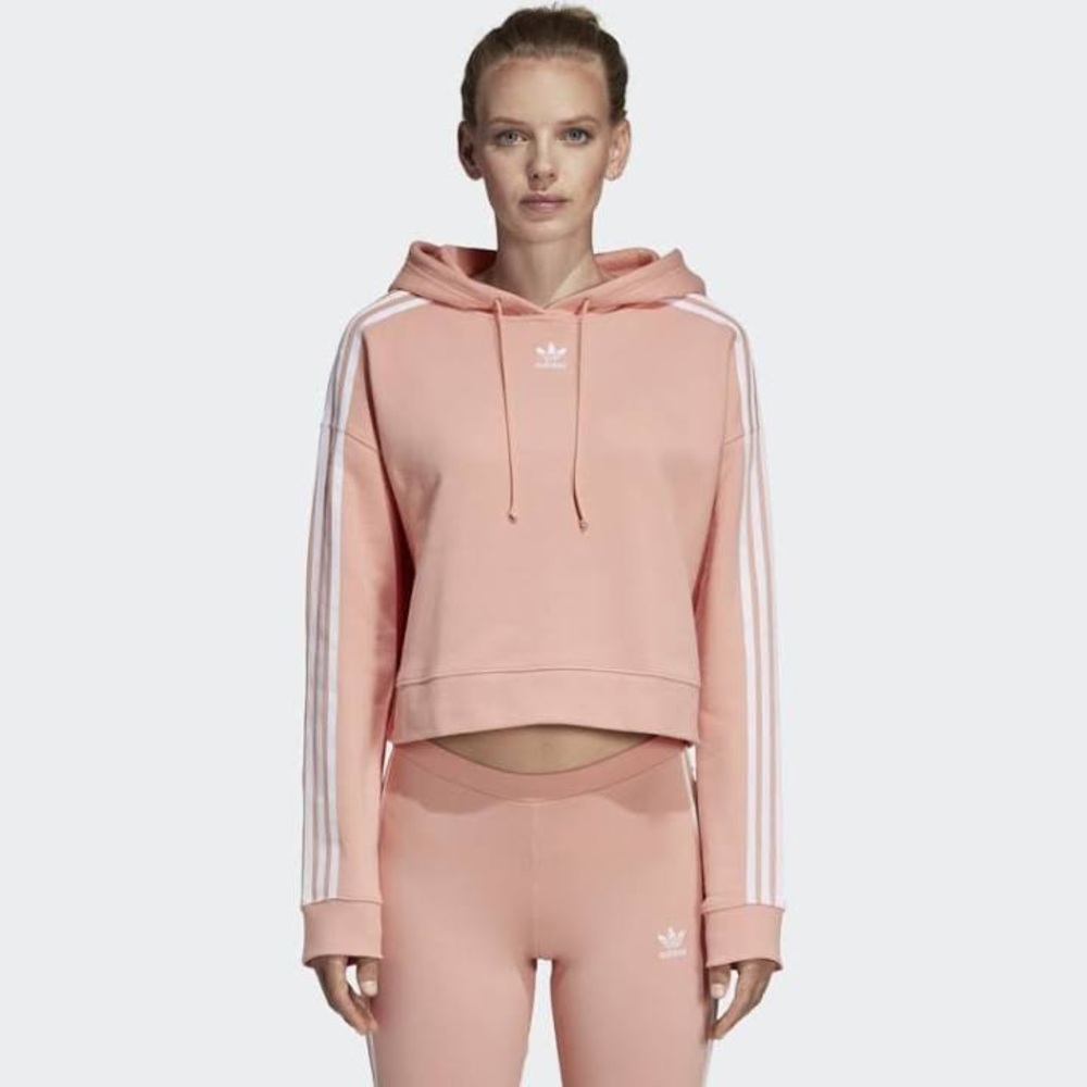 XS Adidas Pink / Peach Cropped Hoodie